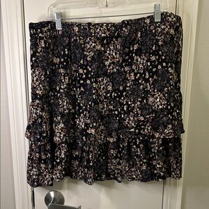 Maurices Black Floral Ruffled Mini Skirt